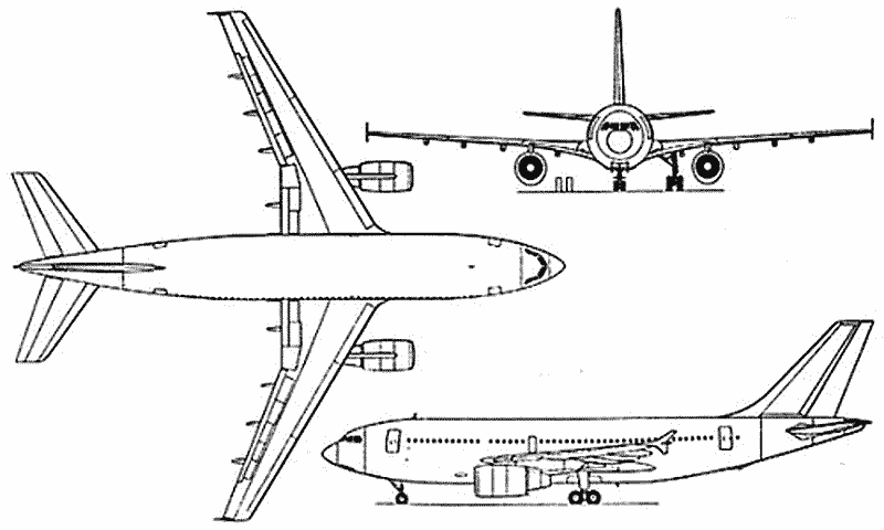 проекции самолета Airbus A310-300 проекции самолета Airbus A310-300