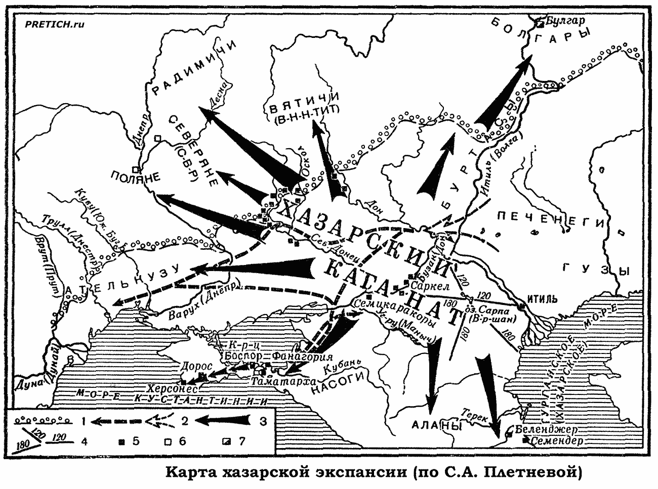 Карта хазарской экспансии по С.А. Плетневой Карта хазарской экспансии по С.А. Плетневой